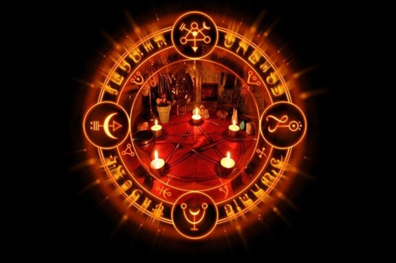 Dark symbolic ritual scene representing black magic awareness and negative spiritual influences